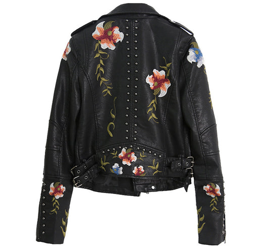 Leather Coat Embroidered