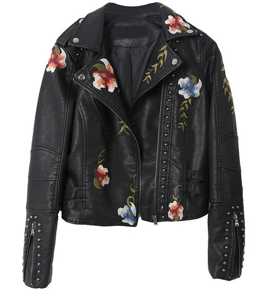 Leather Coat Embroidered