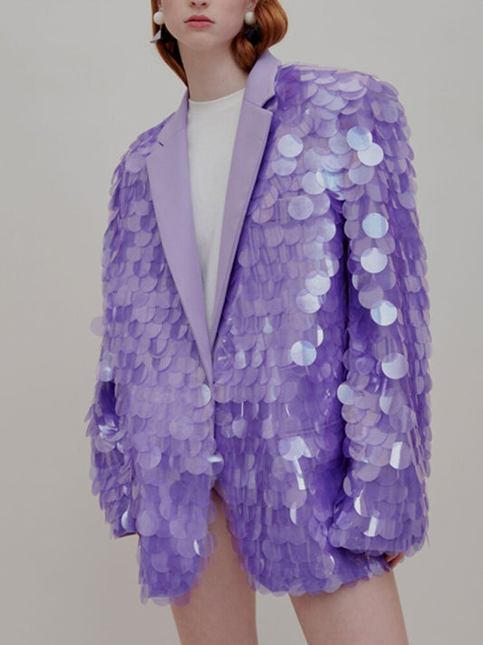Sequin Purple Suit Loose